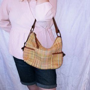 COLORFUL WICKER FOSSIL PURSE